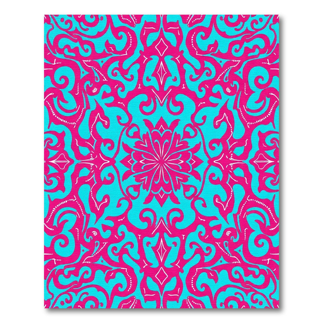 Fuchsia Turquoise Floral Symmetry Rug