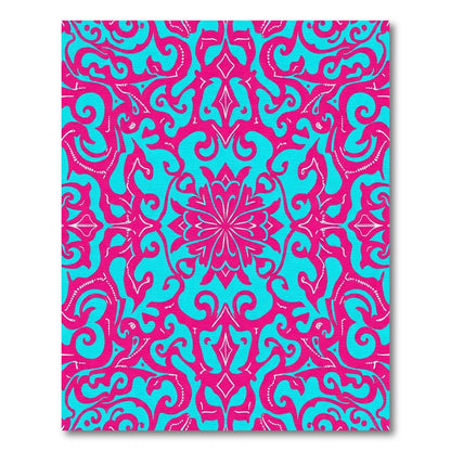 Fuchsia Turquoise Floral Symmetry Rug