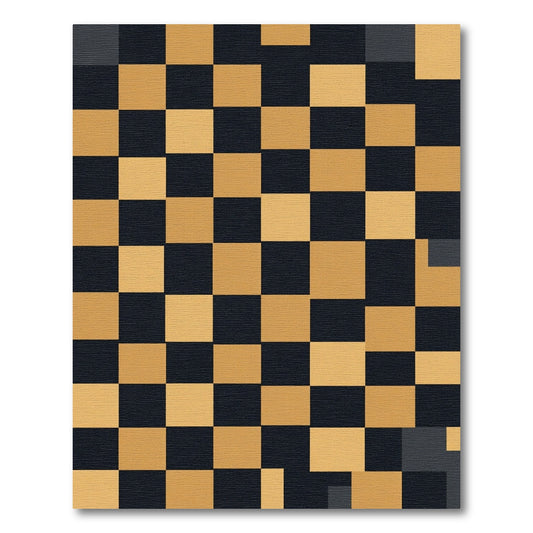 Modern Tan Black Checkerboard Squares Rug