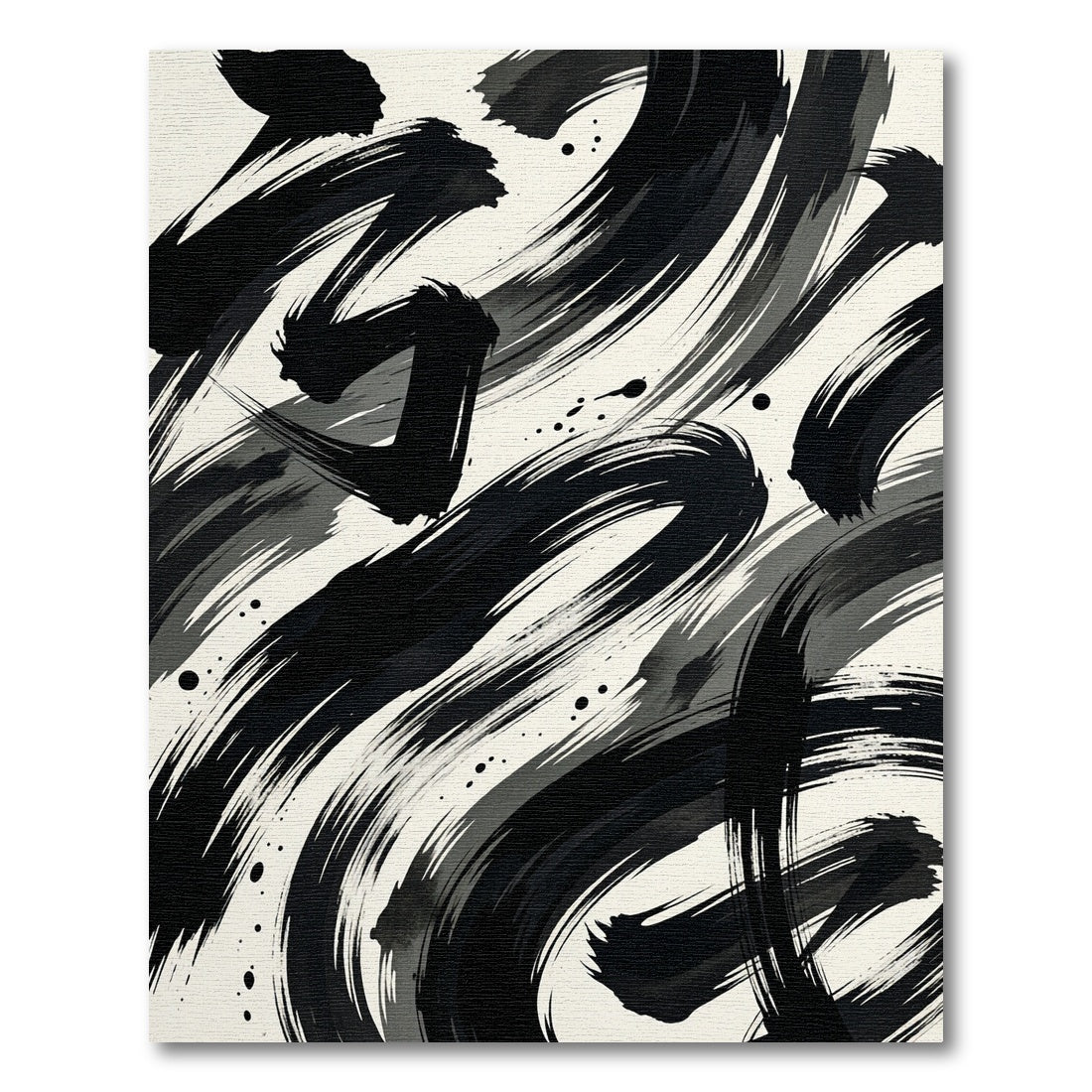 Ink Wash Brushed Abstract Strokes Rug