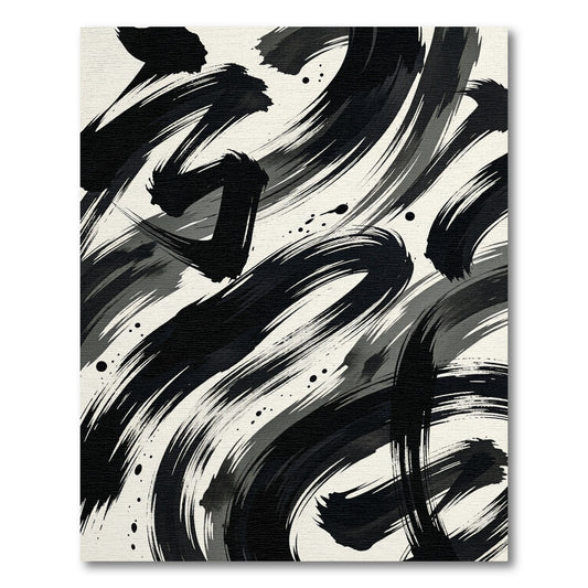 Ink Wash Brushed Abstract Strokes Rug