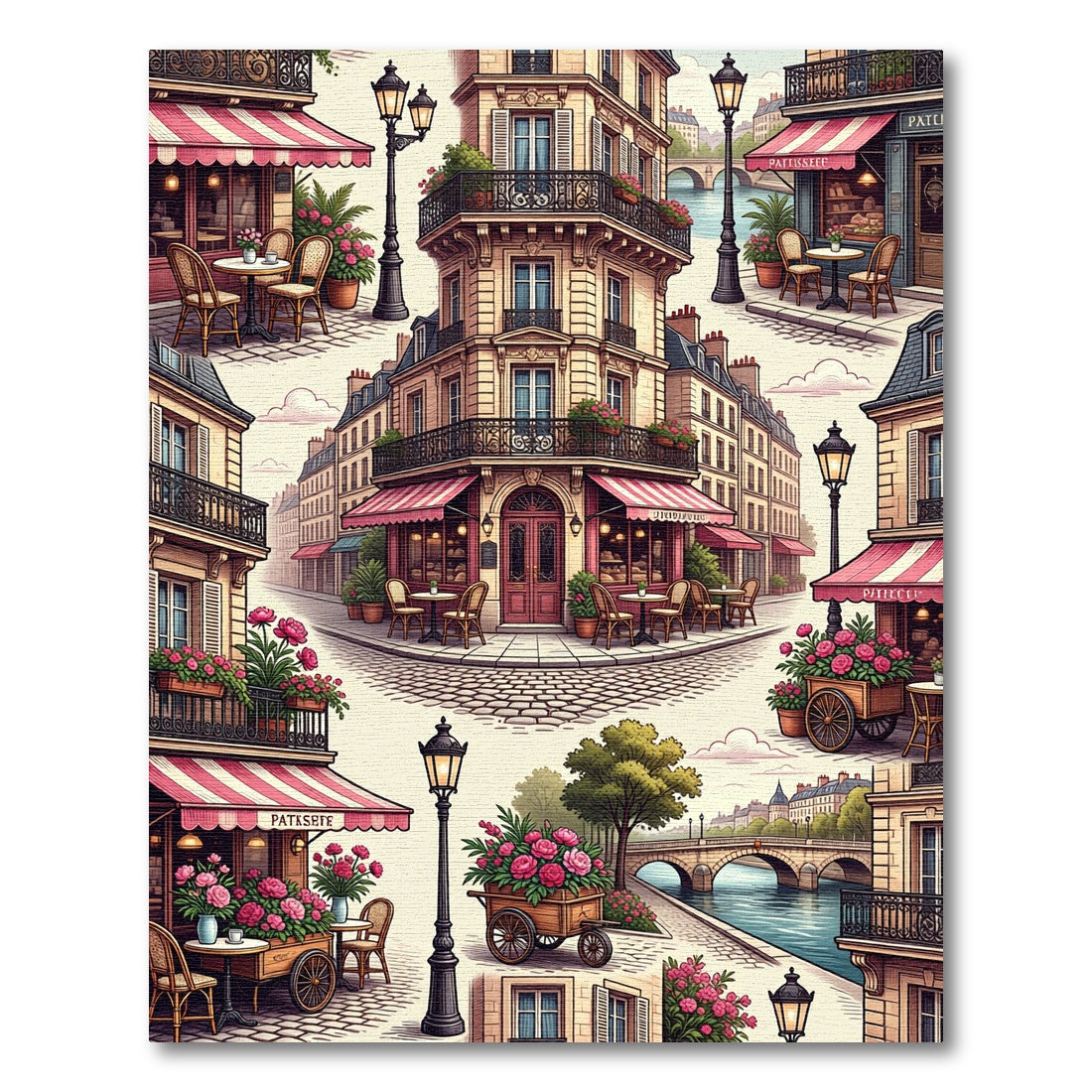 Parisian Cafe Romance Scenic View Rug