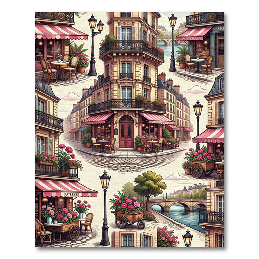 Parisian Cafe Romance Scenic View Rug