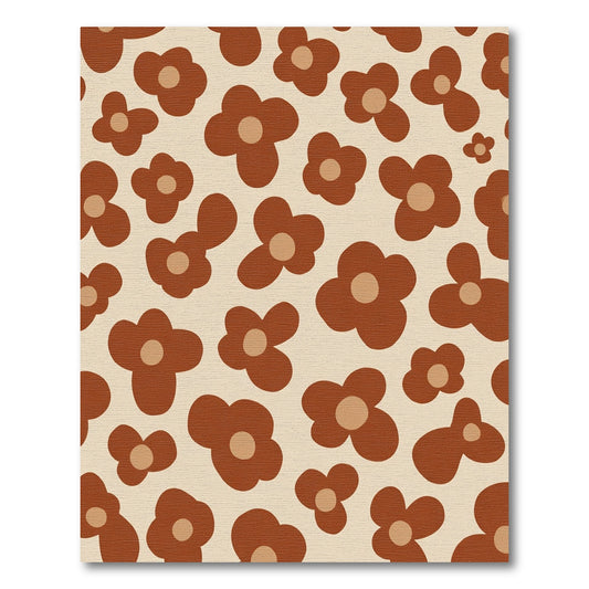 Retro Brown Abstract Floral Pattern Rug
