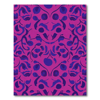 Vivid Magenta Indigo Swirling Vines Rug