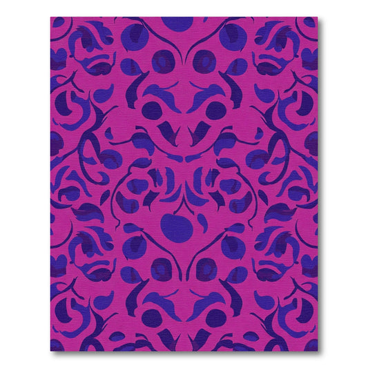 Vivid Magenta Indigo Swirling Vines Rug