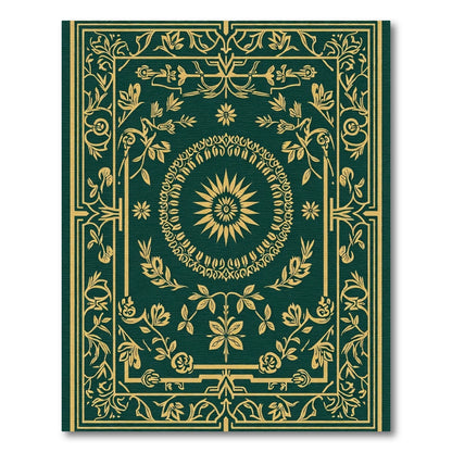 Emerald Gold Ornate Floral Border Rug