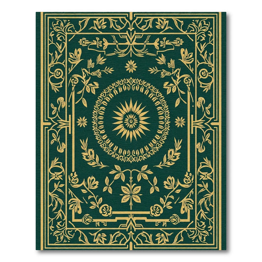 Emerald Gold Ornate Floral Border Rug