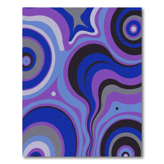 Purple Blue Swirl Concentric Circles Rug