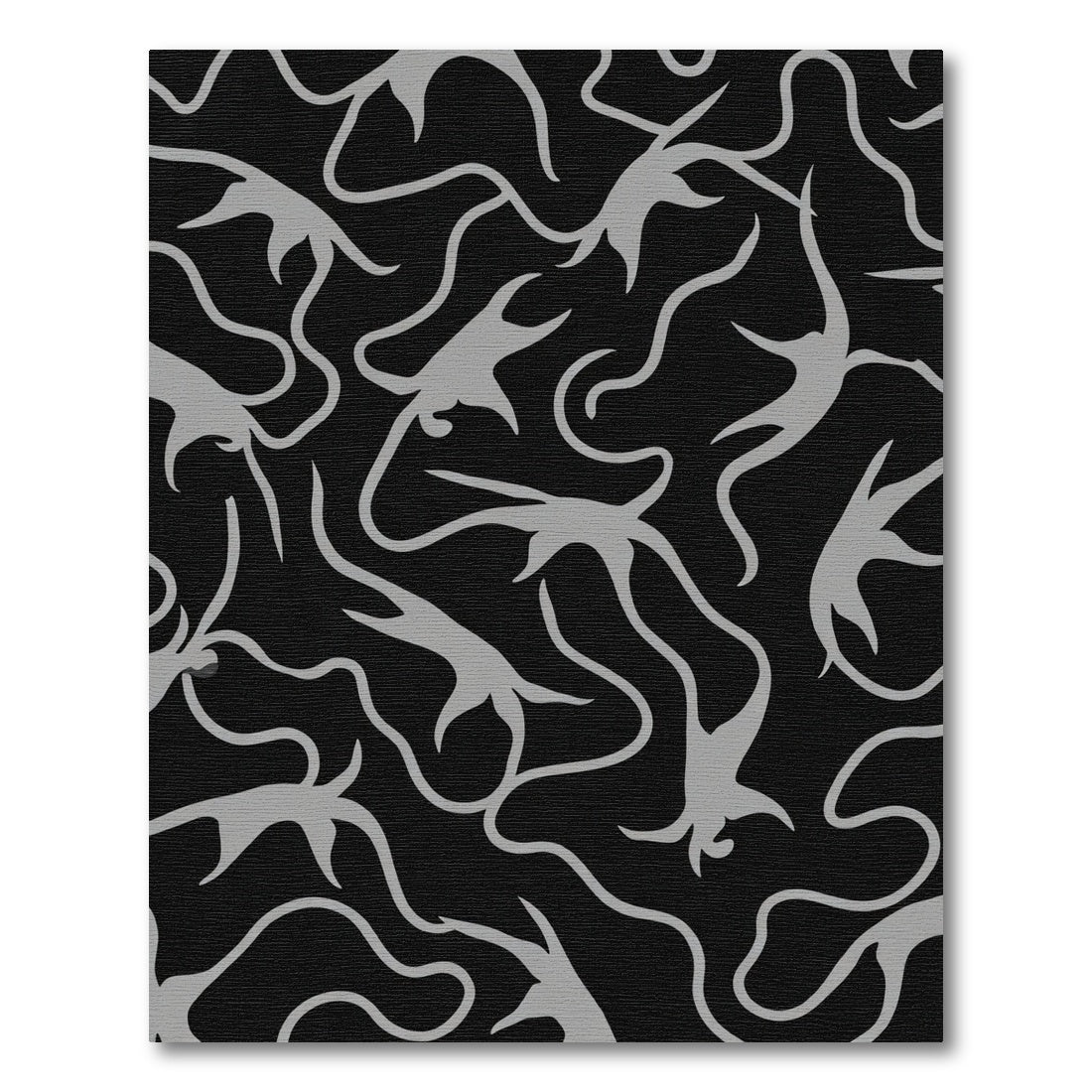 Silver Black Organic Swirl Rug