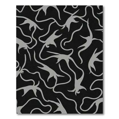 Silver Black Organic Swirl Rug