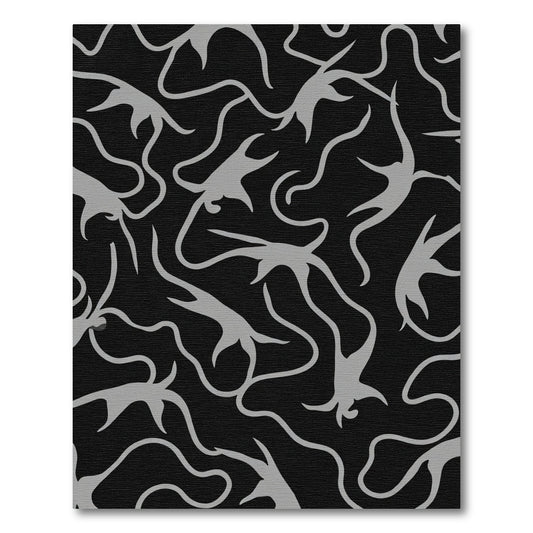 Silver Black Organic Swirl Rug