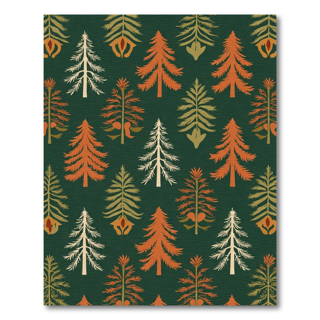 Forest Trees Amber Cream Green Rug