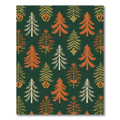 Forest Trees Amber Cream Green Rug