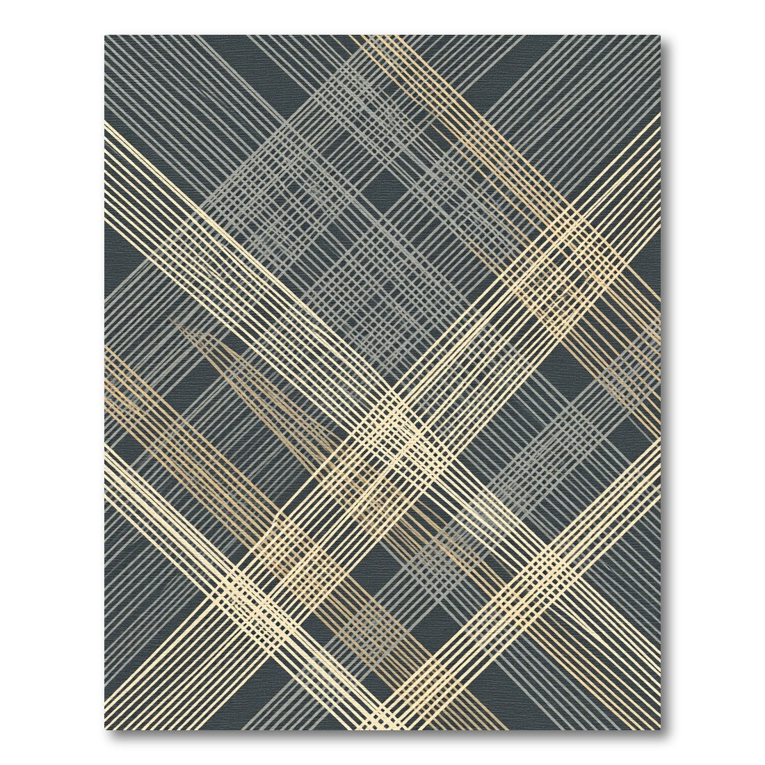 Gold and Gray Diagonal Plaid Rug