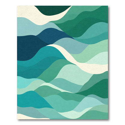 Abstract Teal Blue Wave Landscape Rug