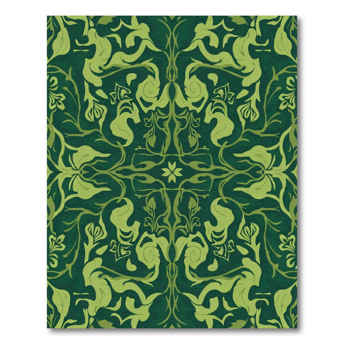 Emerald Green Floral Symmetry Rug