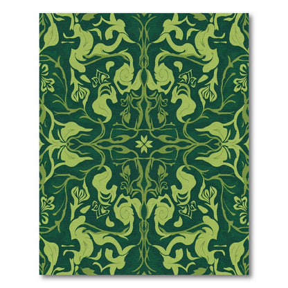 Emerald Green Floral Symmetry Rug