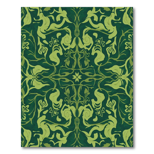 Emerald Green Floral Symmetry Rug