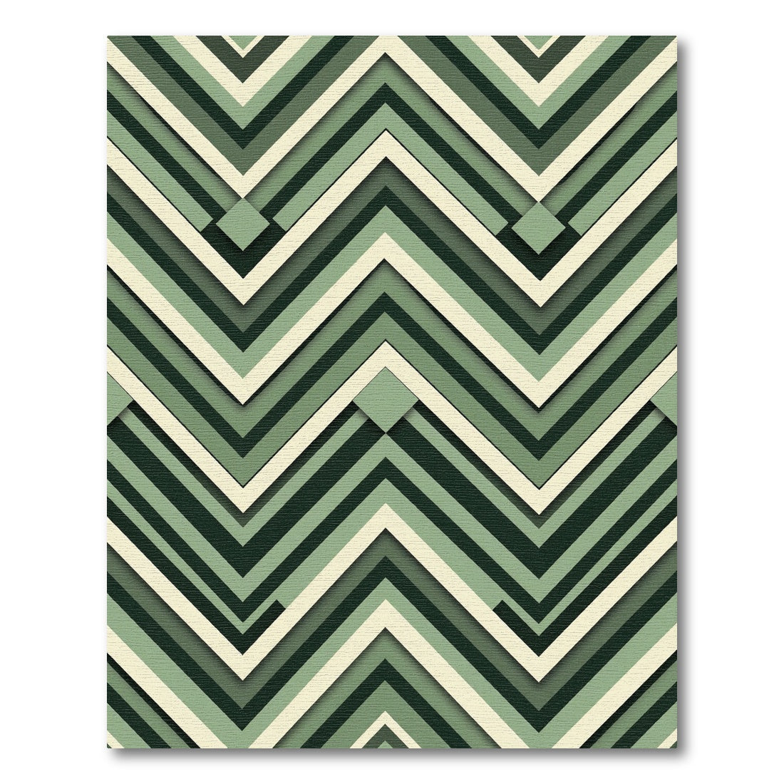 Sage Green Geometric Zigzag Chevron Rug