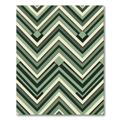 Sage Green Geometric Zigzag Chevron Rug