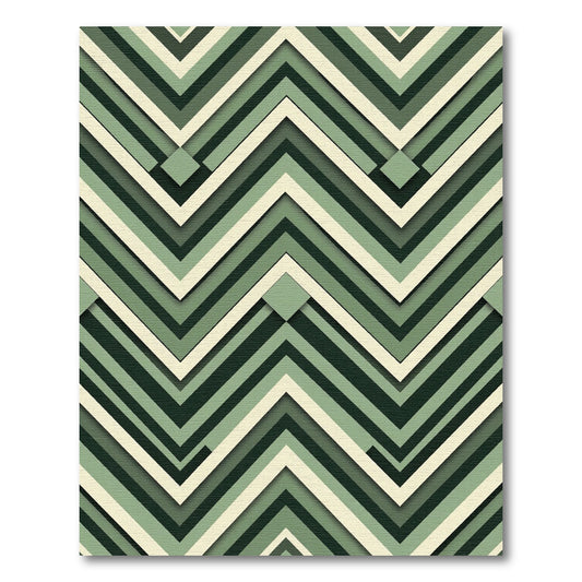 Sage Green Geometric Zigzag Chevron Rug