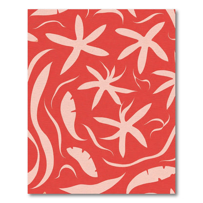 Coral Pink Tropical Foliage Rug
