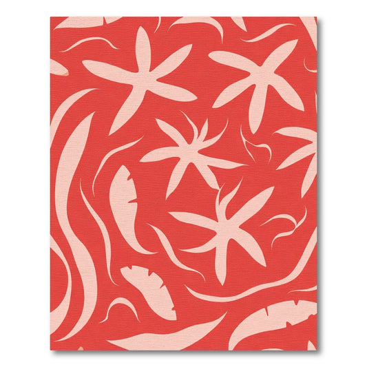 Coral Pink Tropical Foliage Rug