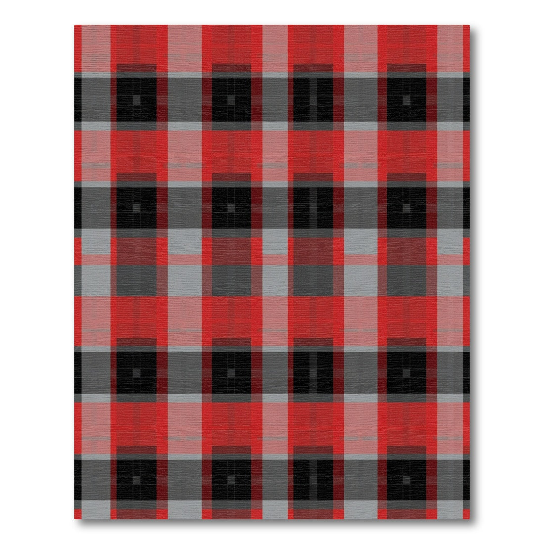 Bold Red Black Gray Plaid Checkered Rug