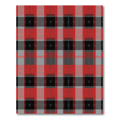Bold Red Black Gray Plaid Checkered Rug
