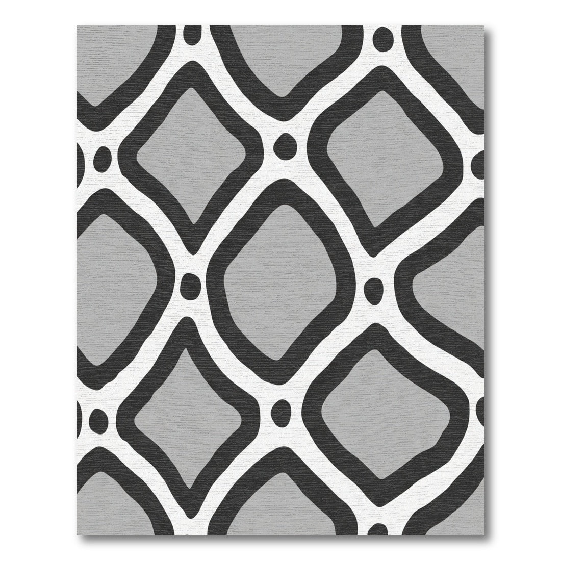 Gray White Black Lattice Geometric Rug