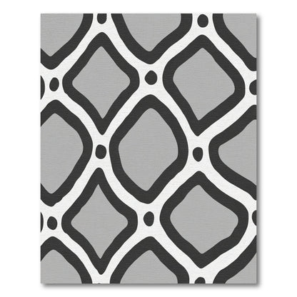 Gray White Black Lattice Geometric Rug