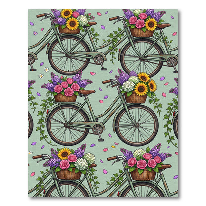 Sage Green Bicycle Meadow Floral Rug