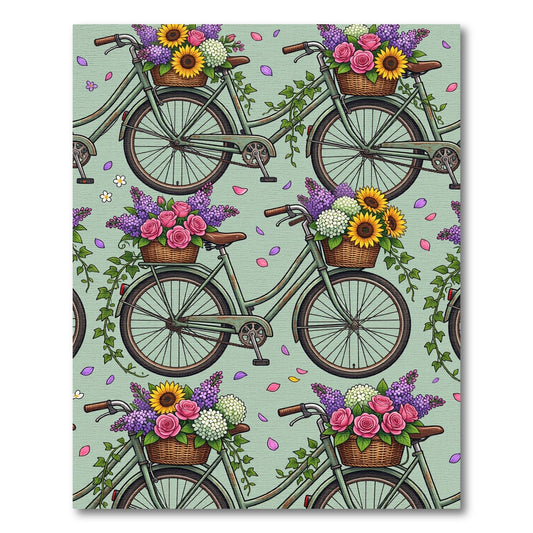 Sage Green Bicycle Meadow Floral Rug