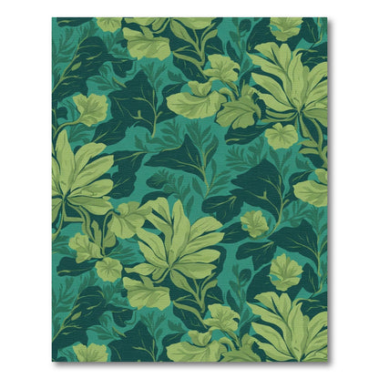 Green Tropical Leaves Lush Foliage Rug