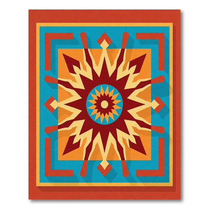 Retro Teal Orange Starburst Rug