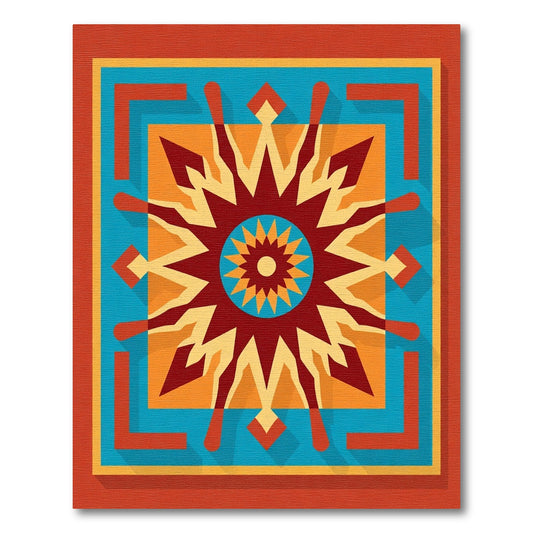 Retro Teal Orange Starburst Rug