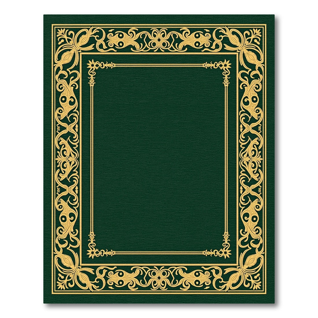 Emerald Green Golden Scroll Frame Rug