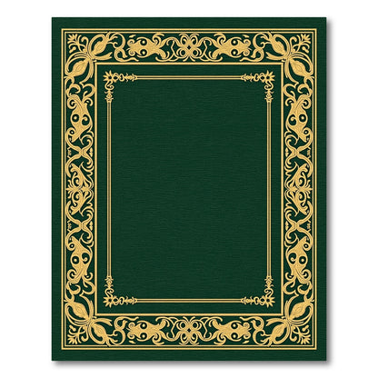 Emerald Green Golden Scroll Frame Rug
