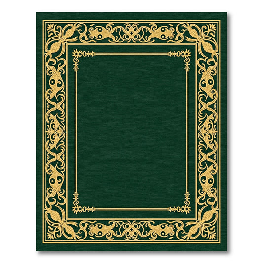 Emerald Green Golden Scroll Frame Rug
