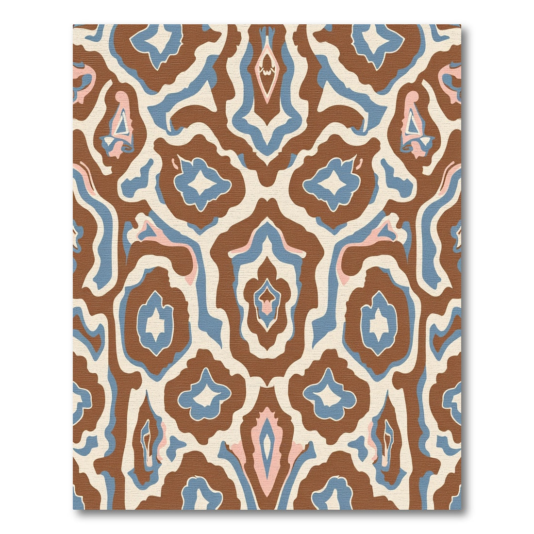 Brown Blue Pink Symmetrical Organic Rug