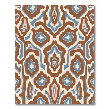 Brown Blue Pink Symmetrical Organic Rug
