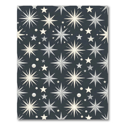Radiant Starburst Pearls Dark Background Rug