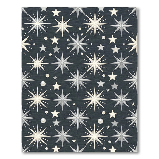 Radiant Starburst Pearls Dark Background Rug