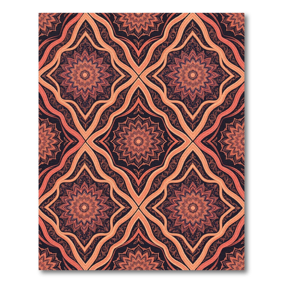 Coral Orange Celestial Blossom Medallion Rug