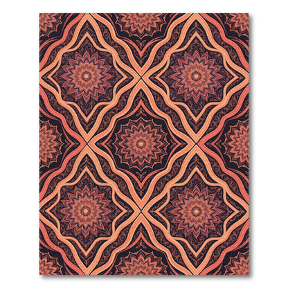 Coral Orange Celestial Blossom Medallion Rug