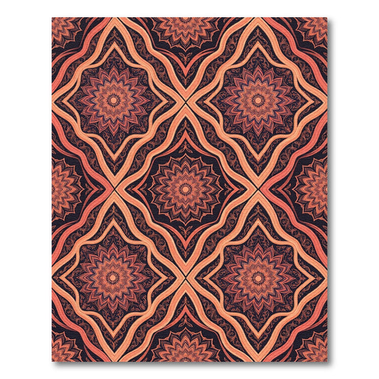 Coral Orange Celestial Blossom Medallion Rug