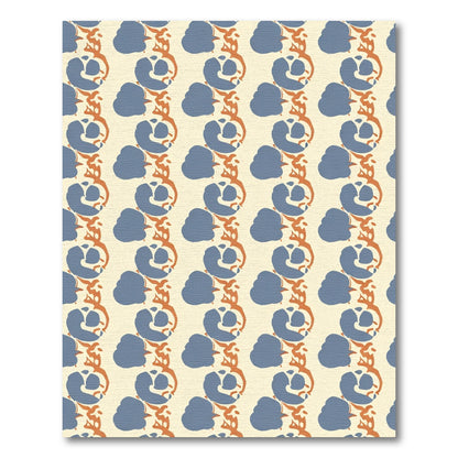 Blue Orange Vertical Blooming Vine Rug