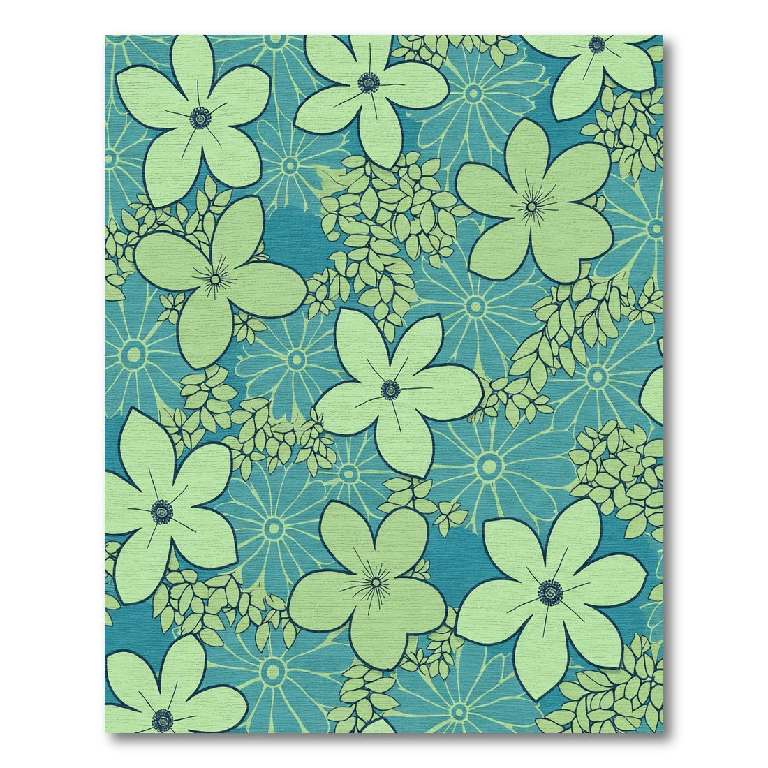 Aqua Teal Abstract Floral Spray Rug