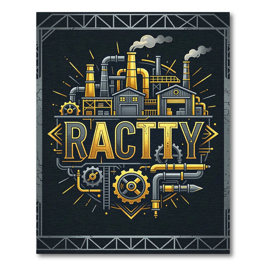 Industrial Metallic Gear Mechanical Factory Art Rug